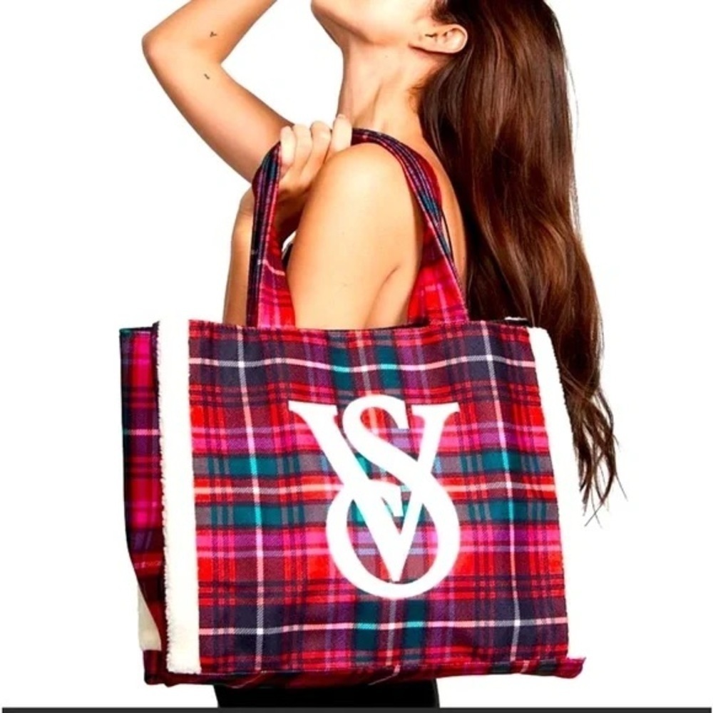 Victoria's Secret Plaid Tote Sherpa bag tartan y2k NWT